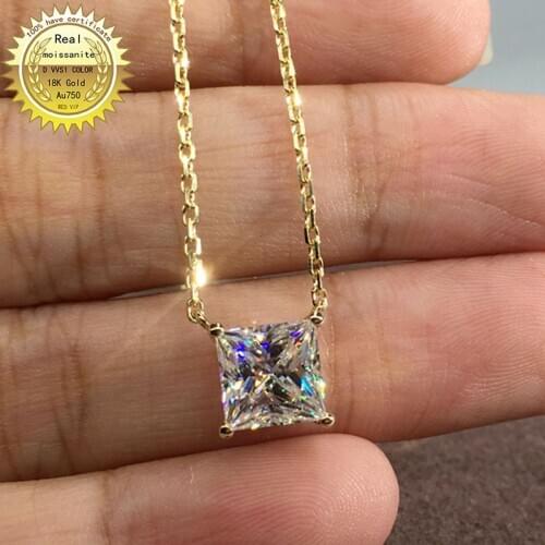 Solid Au750 18K gold Necklace 2ct moissanite Diamond DVVS color With national certificate