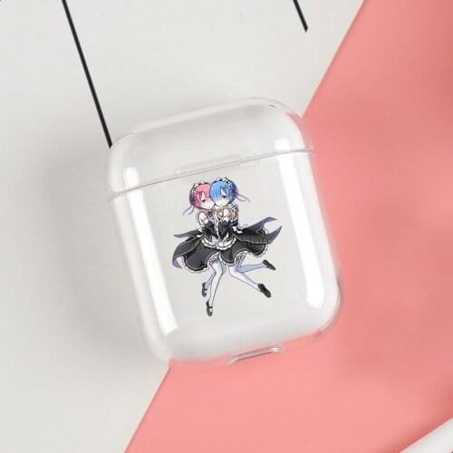 Re Zero Rem and Ram Cases For Apple AirPods 1 2 Case Clear Wireless Bluetooth Earphone Case Protective Shell