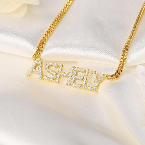 Zciti Crystal Pendant Name Necklace Personalized Jewelry Zircon Chocker For Women Zirconia Letter Necklace For Mothers Day Gift