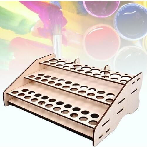 Wooden Pigment Bottles Storage Organizer Color Paint Ink Brush Stand Rack Holder install by yourself, easy tool-less assembly
