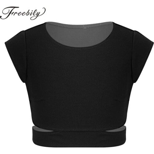 Kids Girls Cap Sleeves Cutout Waist Tanks Tops Summer Teenage Clothes Gym Workout Fitness Tops Dancewear Childrens Undershirt