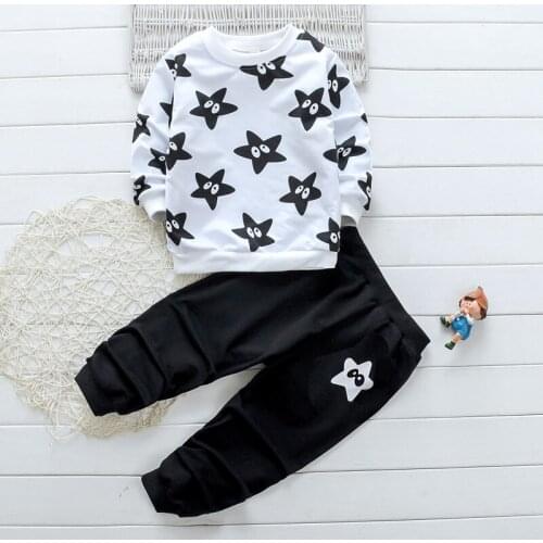 Kids Boys Active Fashion Clothes Sets 2021 New Autumn Children Cartoon Stars Suits Baby Girl Tops And Pants Children Outfits