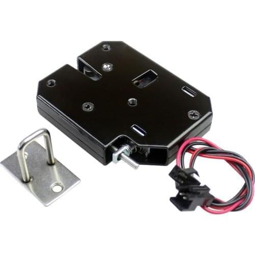 KINJOIN DC 12V/1.5A- 2A Electromagnetic Electric Control Cabinet Drawer Lockers Lock Latch Carbon Steel Black