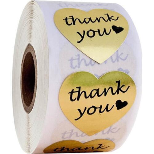 Paper gold foil labels DIY handmade with love self adhesive labels heart shape thanks you gift labels 2.5cm gift wrapping