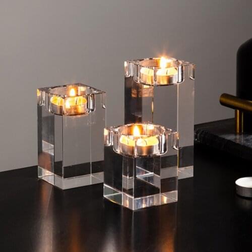 European luxury glass candlestick decoration living room household romantic candlelight dinner props Candlestick home decoration