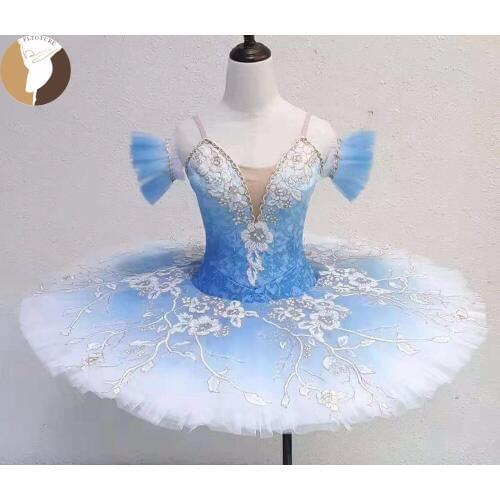 FLTOTURE Sleeping Beauty Ballet Performance Costumes Sky Blue Tutu Skirt 10 Layers Dresses Sugar Plum Fairy Stage Wear For Sale
