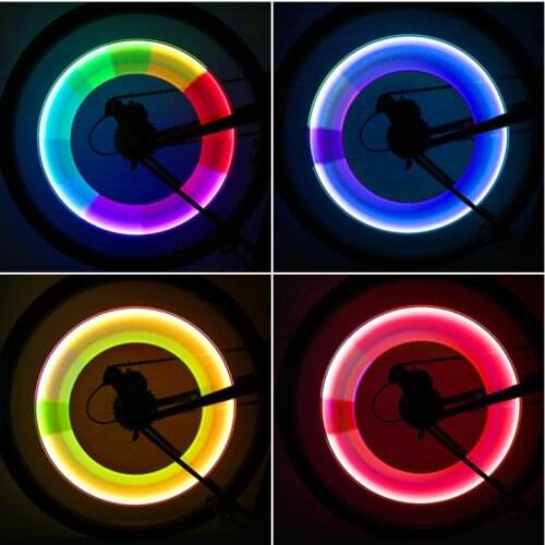 2PCS LED Bike Light Tire Valve Cap Flashlight Wheel Spokes Light Lamp For Auto Car Motorcycle Tire Air Valve Bike Accessories