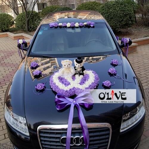 Artificial Flowers Wedding Car Decoration Sets Wedding Decoration Flowers Foam Roses Decorative Wreath DIY Customized Wholesale