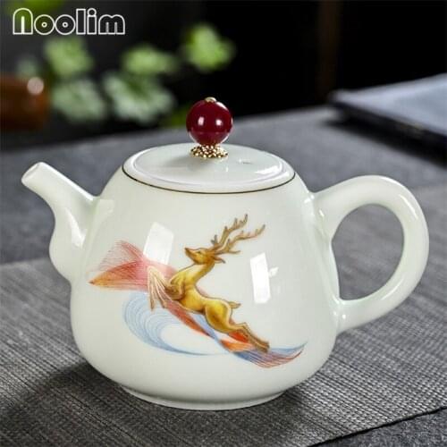 Ceramic Simple Tea Pot White Porcelain Cold Kettle Portable Office Teapot with Handle Kung Fu Tea Set Chinese Teaware 300ML
