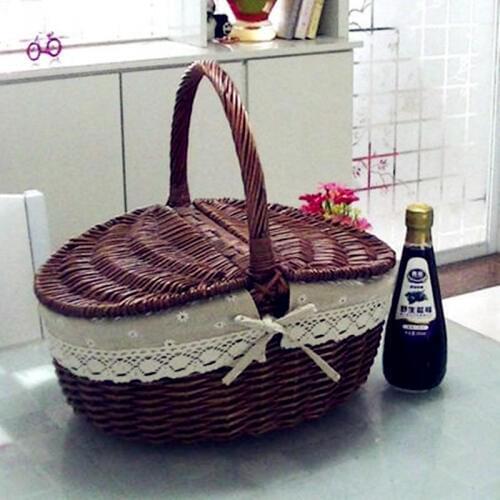 2017 Creative manual cane Fruit and vegetable basket gift rattan basket wine picnic basket stoage bins