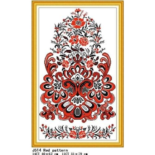 Red floral pattern count and stamped cross stitch kit 11CT14CT printed canvas DIY needlework embroidery Home decoration painting