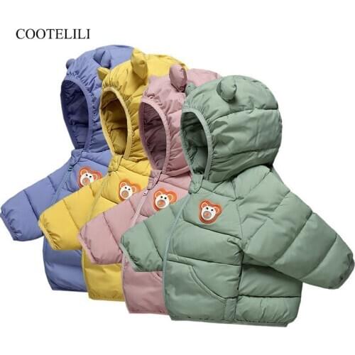 COOTELILI Autumn Winter Baby Boys Jacket Cotton Thick Kids Girls Parkas Bear Winter Clothes For Baby Boy Warm Coat Children