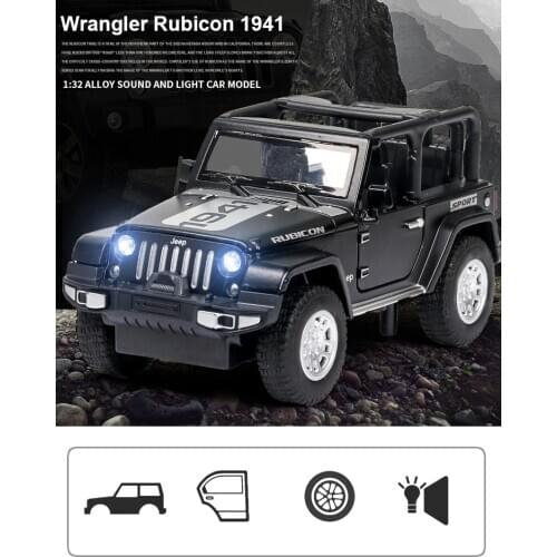 1:32 scale Hot ORV Wheels Diecast Pull Back Car Chrysler Rubicon 1941 Metal Model with Light and Sound Alloy Toys