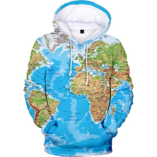 Fashion 3D World Map Hoodies Men Women Sweatshirts USA Russia Canada World Map Hoody Mens Brand Design Boy/Girls Sportwear Tops