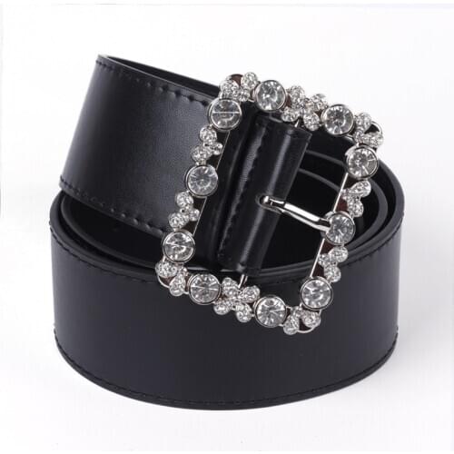 Fashion wide belt female ladies black white red belt pin buckle high quality womens belt QZ0042