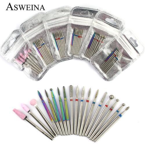 7pcs Diamond Nail Drill Bit Set Rotery Electric Milling Cutters For Manicure Cuticle Files Nail Polish Burr Tools Accessories