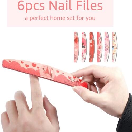 6pcs Nail Files Double-Sided Nail Buffer Set Professional Nail File Nail Sanding Blocks Polishing Board Manicure Tools