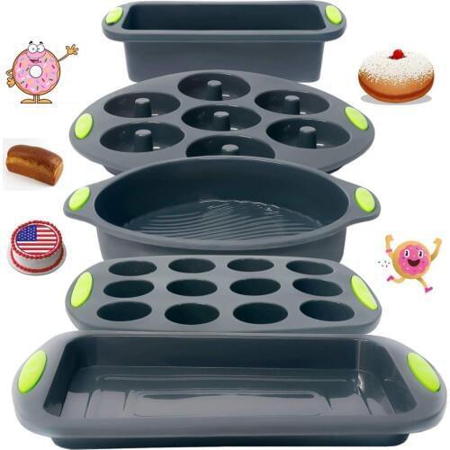 5/41PCS Silicone Baking Tray Set Muffin Donut Cake Plates Non-stick Plate Home Kitchen Baking Tools Cake Tool Silicone Cups