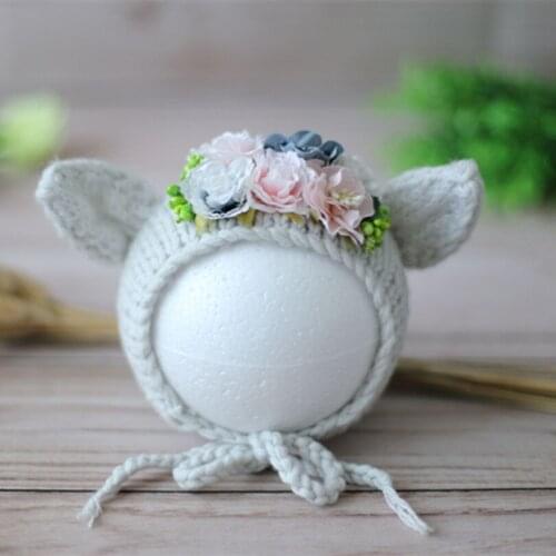Photo Prop Hat Vintage Fox Bonnet Chunky Cotton Cap Baby Floral Hat Newborn Girl Flower Bonnet Infant Hat Photography Props