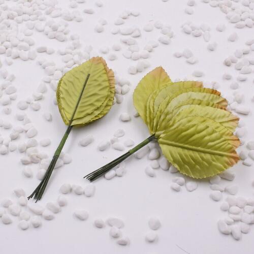 New 12 pcs/bunch Artificial scrapbooking flower leaves high simulation leaves silk stocking flower for party wedding decoration