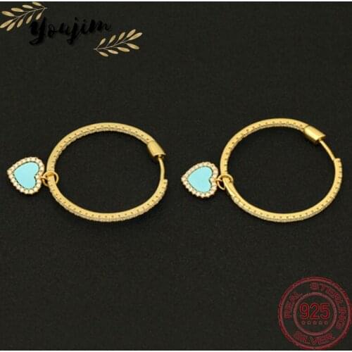 Nuovi orecchini a cerchio da donna con zirconi blu a cuore in argento 925 con gioielli squisiti di moda di lusso Monaco regalo