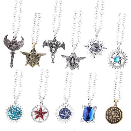 Hot Anime Black Butler Necklace Blue Pentagram Eagle Metal Pendant Choker Link Chain Cosplay Men Jewelry Christmas Gift