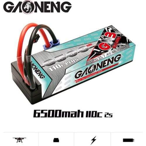 Rechargeable battery GNB 7.4V 6500mAh 110C For RC Car Racing Spare Parts With Shell Upgrade LiHV 2S Battery for RC Car Boats