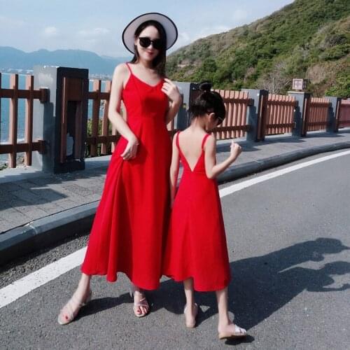Mom Baby Dress Summer New Party Elegant Off Shoulder Sleeveless Dress Mother Daughter Holiday Beach Skirt Sexy Chiffon Dress