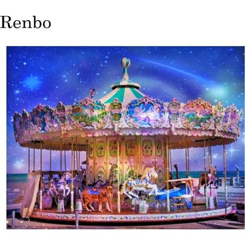 Full Square Drill 5D DIY Diamond Painting Amusement Park Carousel Picture 3D Cross Stitch Kits DIY Diamond Embroidery Child Gift