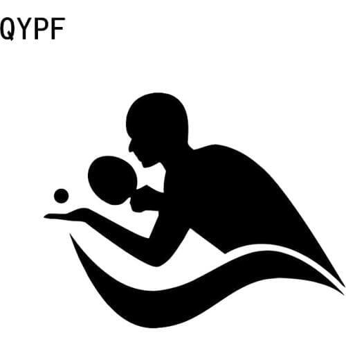 QYPF 14*10.9CM Interesting Table Tennis Decor Car Stickers Vinyl Accessories Sport Game Silhouette C16-1319