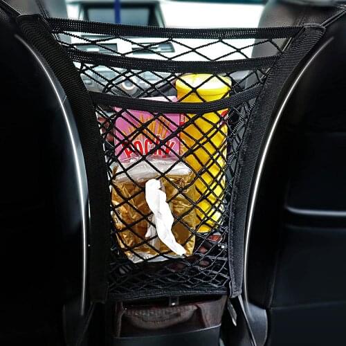3-Layer Car Organizer Net Mesh Trunk Goods Storage Seat Back Stowing Tidying mesh in Trunk Bag Pet Barrier Net of Backseat