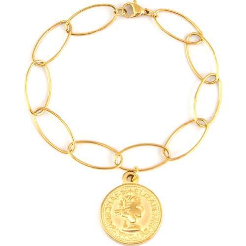 Silve/ Gold Stainless Steel Coin Bracelets For Women Medallion Bracelet Ankle Bracelet bohemian Jewelry