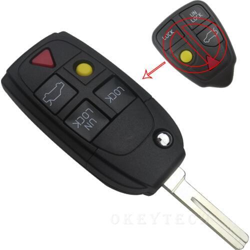 5 Buttons Remote Flip Key Folding car key Shell For Volvo XC70 XC90 V50 V70 S60 C30 Case Fob Keyless Replacement auto blanks key