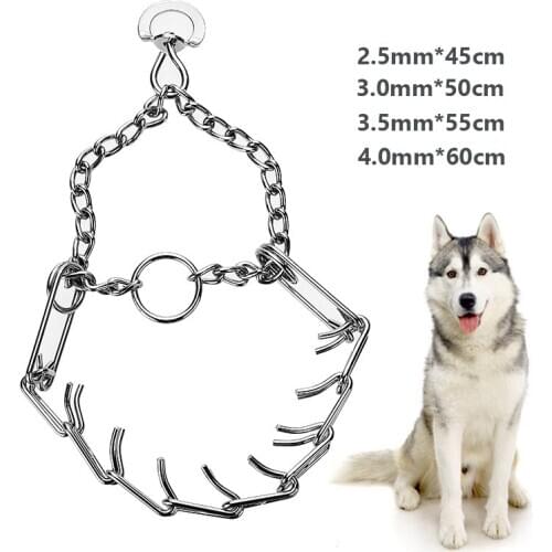 Pet Dog Metal Pinch Prong Choke Training Chain Collar Dog Supplies Detachable Stimulate Chain Outdoor 45/50/55/60cm Adjustable