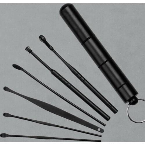 6Pcs/Set Stainless Steel Spiral Ear Pick Spoon Ear Wax Removal Cleaner Multifunction Portable Ear Pick Ear Care Beauty Tools