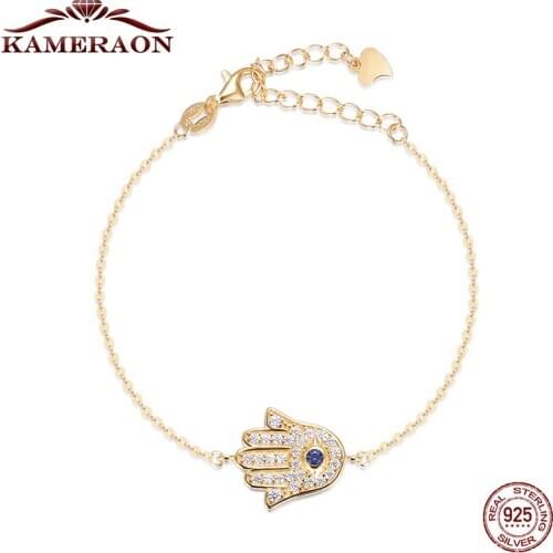 925 Sterling Silver Jewelry Hand Eye Shape Womens Charms Bracelets Female Simulated Diamond Chain Link Bracelet Gifts Party
