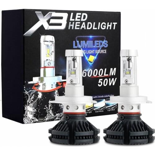 H4 H7 H11 H1 H3 LED Car Headlight Bulb All In One Hi/Lo Dual Beam Auto Turbo LED Headlamp Bulb With ZES Chip 4300K 6500K 8000K