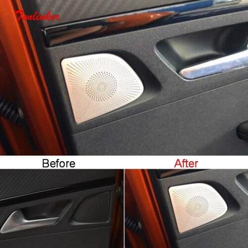 Tonlinker Interior Car Door Speaker Cover sticker For Peugeot 2008 2020 Car styling 1/2/4 PCS Stainless steel Cover Stickers