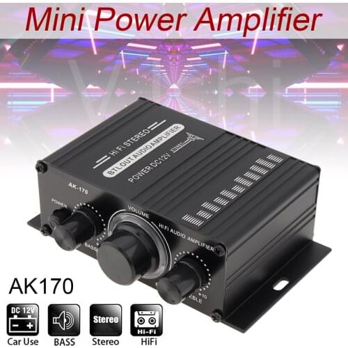 AK170 Power Amplifier Audio Karaoke Home Theater Amplifier 2 Channel Bluetooth Class D Amplifier USB SD for Car Motorcycles