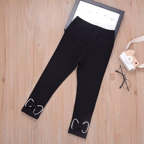 Spring Girls Long Pants Solid Color Bowknot Children Pants Kids Clothes