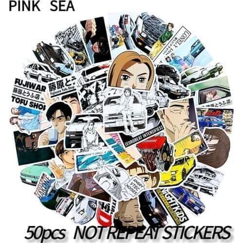 10/30/50Pcs/Set Initial D Cartoon Anime Waterproof Sticker For Skateboards Laptop Luggage Scrapbook Bicycle Guitar Suitcase Car