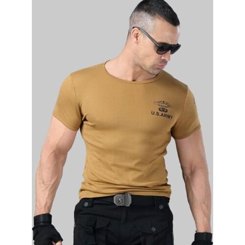 High Stretch Tight Fitness Training T-shirt Mens Summer Outdoor Sports Military Fans Clothing Tactical Short Sleeve T-shirt