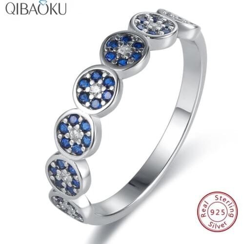 Eyelet Designer Rings Women High Quality 925 Sterling Silver Size 10 Female Ring Blue Stones And Crystals Wedding Fine Jewelry