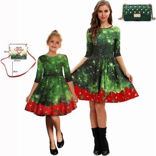 Winter Christmas Dresses Women/girls cosplay Vintage Robe Elegant Party Dress Long Sleeve Casual Plus Size Print Green costume