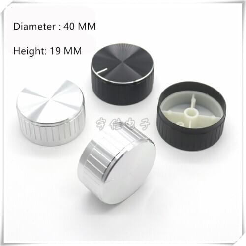 2 Piece 40×19MM aluminum alloy knob potentiometer mechanical panel adjustment knob is suitable for flower / Half shaft of 6mm