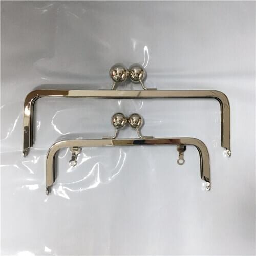 23cm or 18cm Bag Frame Purse Hardware Frame Big Ball Women Handmade Bag Handle DIY Parts Clutch Purse Frame No Hole Nickel