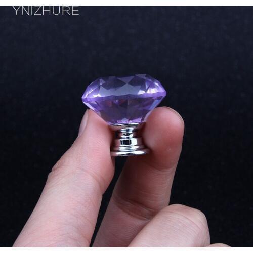 30mm Furniture Drawer Cabinet Door Handles and Knobs,Kitchen Hardware Accessories New Cupboard Pulls,Silver Base Purple Handle