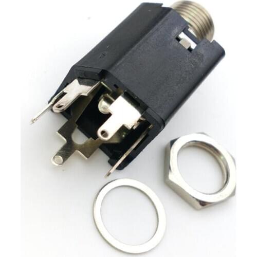 Thread lock panel mount 1/4" 4pcs 6.35mm stereo phone socket Headphone Connector 3 conductor 5 contact through solder