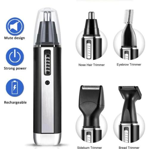 4 In 1 Mens Rechargeable Ear Nose Trimmer Electric Shaver Beard Hair Removal