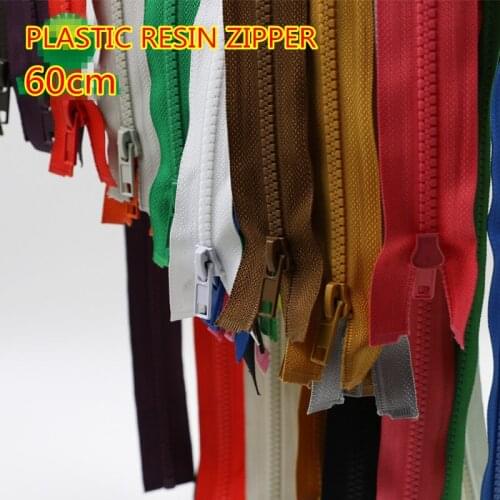 5pcs/lot Plastic Resin zipper long 60cm/chunk teeth/open end/NO.5/colored free shipping wholesale 19 colors